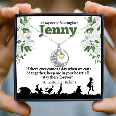 Personalized Daughter Moon & Back Necklace - Love You This Much